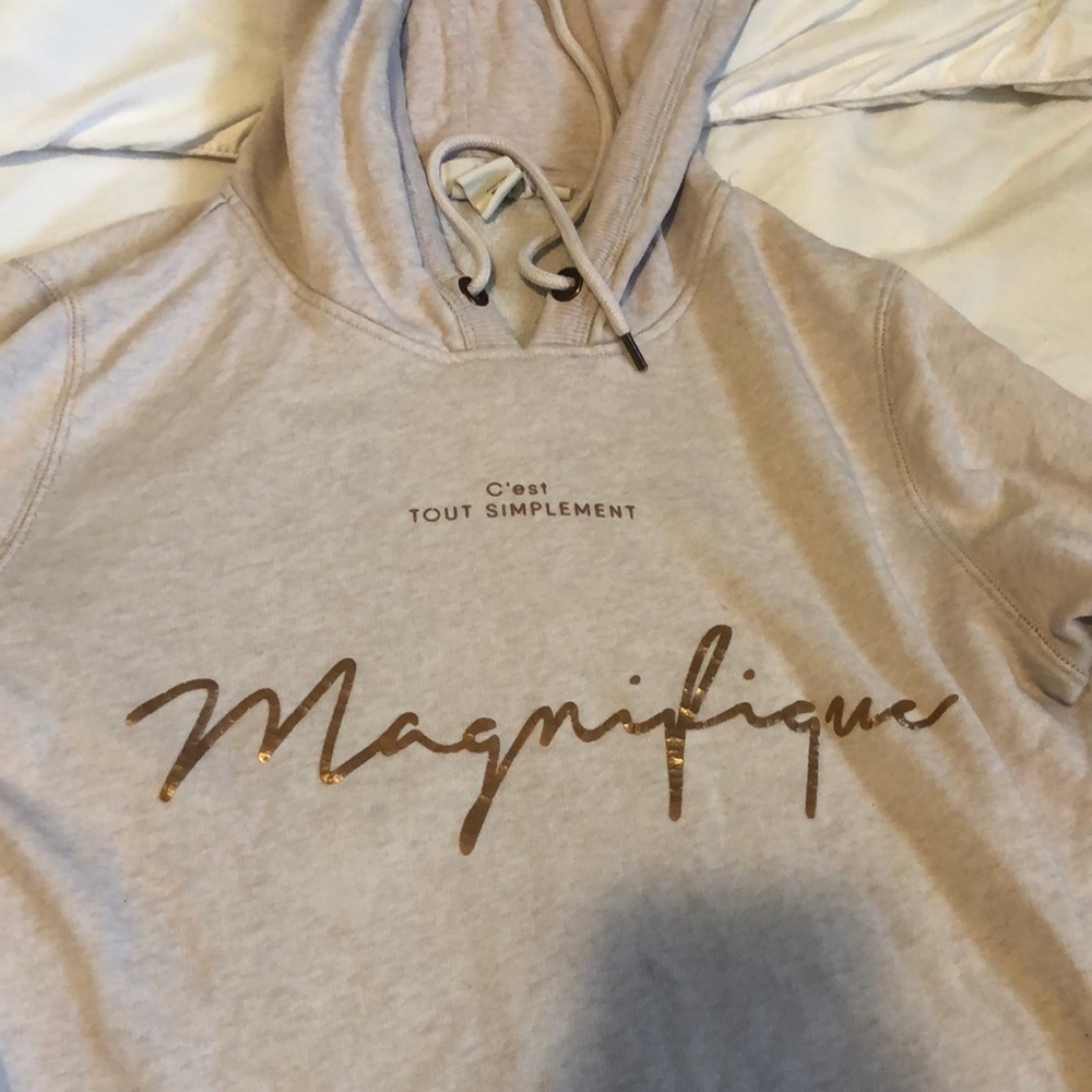 Pink and gold French pullover hoodie